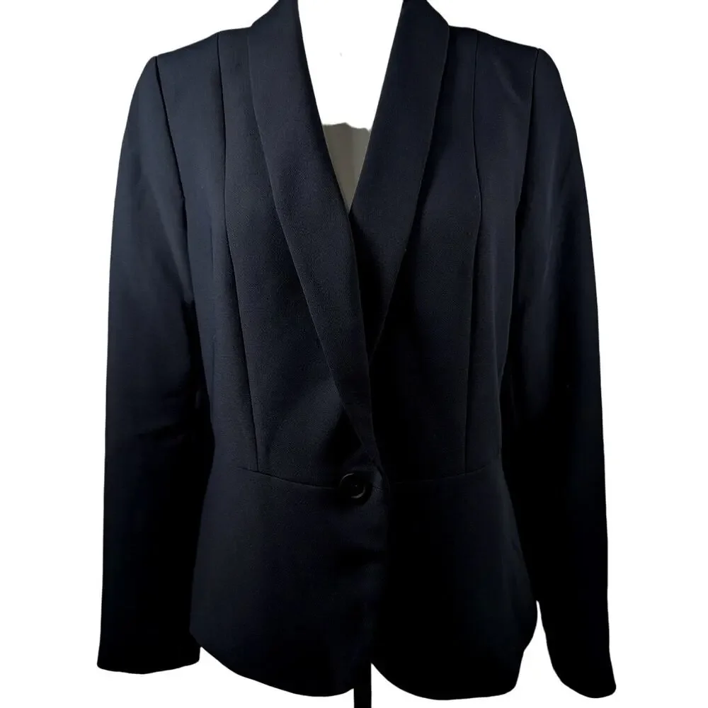 Talbots Dark Navy Blazer Jacket Shawl collarWaist definition Bust 37.5